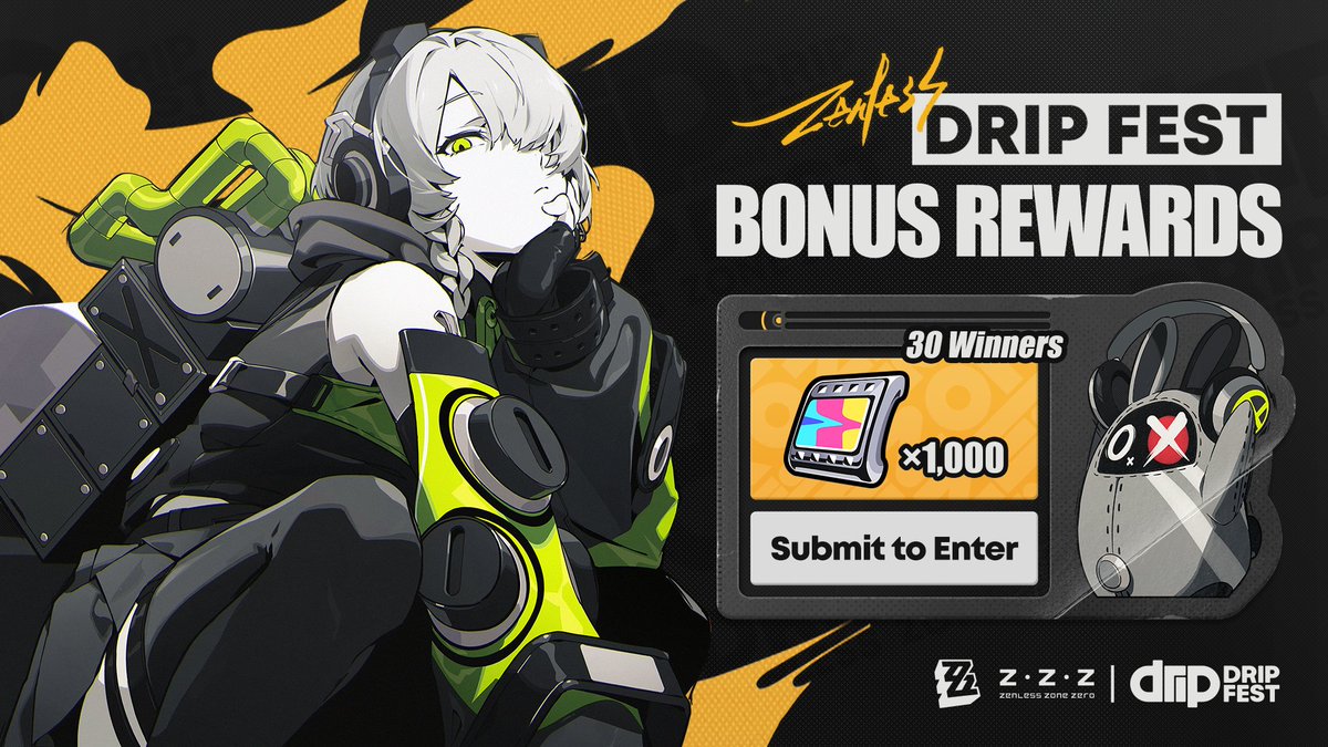 ZZZ_EN's tweet image. 🎁 Bonus Rewards | "Drip Fest" 2025 Annual Fan Works Contest
🏆 The "Drip Fest" Annual Fan Works event is now underway! Thanks to all Proxies for your passionate creations!
After the event ends, we will randomly select 30 Proxies from all successful participants to receive 1,000…