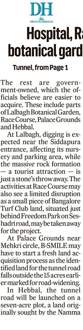 naveenmzs's tweet image. Th Rs 17,698-cr tunnel road is set to bulldoze through five #Bengaluru landmarks:
- St John’s Hospital
- Lalbagh Botanical garden
- Race Course
- Palace Grounds
- Hebbal
Each location may see a 100-ft deep shaft for launching TBMs, far bigger than the ones used by Namma Metro