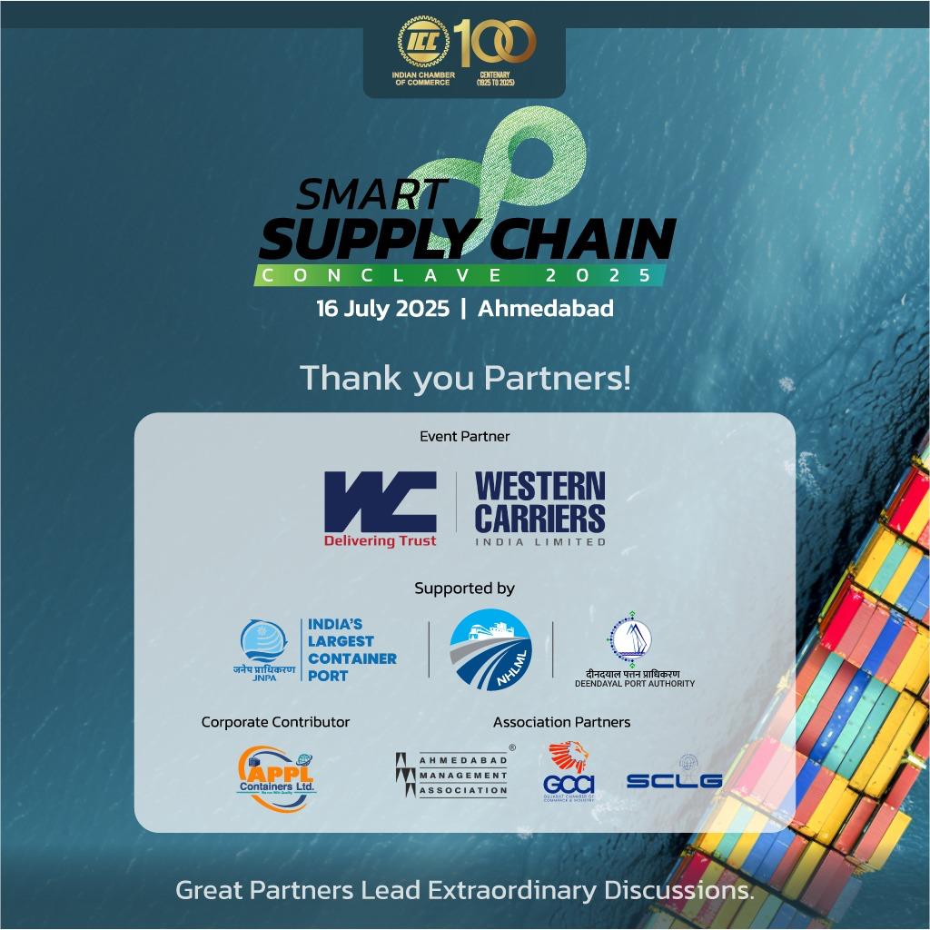 ICC_Chamber's tweet image. Celebrating partnerships that power smarter supply chains!
Thank you to all our incredible partners for making the Smart Supply Chain Conclave 2025 in Ahmedabad a grand success.
@wcil_wc | @ama_ahmedabad
@GCCIAhmedabad | @SCLGme
@Deendayal_Port | @Official_NHLML…