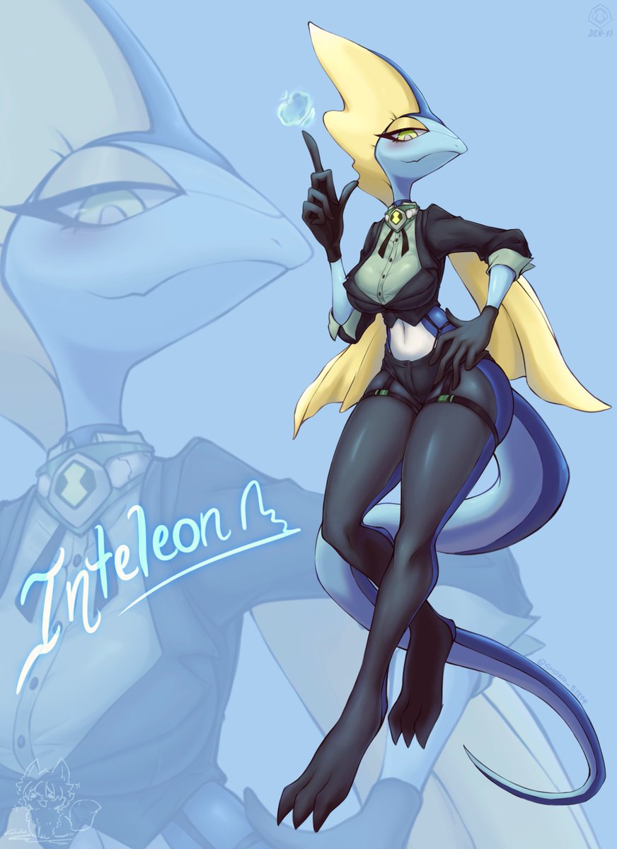 shoko_steff's tweet image. Otro dibujo para @DeniseraTrue ✨
Transformada en una #Inteleon, el traje lo hace ver muy bien al Pokémon 💚💚