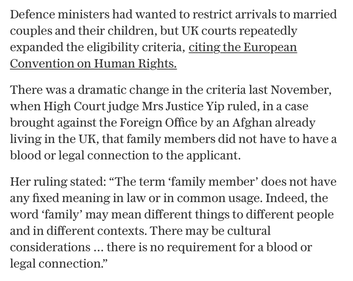 Average of eight 'family members'. One as high as 22. No need to actually be family. Tell me again that the judiciary are simply interpreting existing law, in a way that the people who wrote it would have in any way recognised.