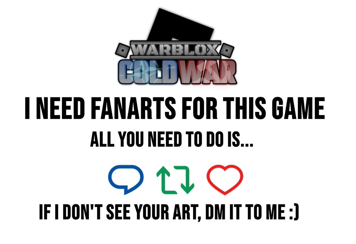 gamingmcnuggets's tweet image. HEY EVERYONE!! FANART REQUEST TIME FOR MY GAME!
#ROBLOX #RobloxFPS #fpsgames #WARBLOX #firstpersonshooter #robloxart #indiegames #fanart #CallofDuty #ColdWar
Your Art Will Be Posted In The Art Gallery In The Lobby