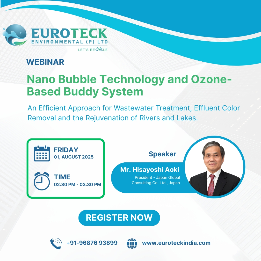 EuroteckLtd's tweet image. Webinar Alert 🚨

Join us for an exclusive webinar hosted by Euroteck Environmental (P) Ltd.

🔗 Register Now:
euroteckindia.com/webinar/

#WebinarAlert #NanoBubbleTechnology #OzoneTechnology #WastewaterTreatment #WaterInnovation #Euroteck