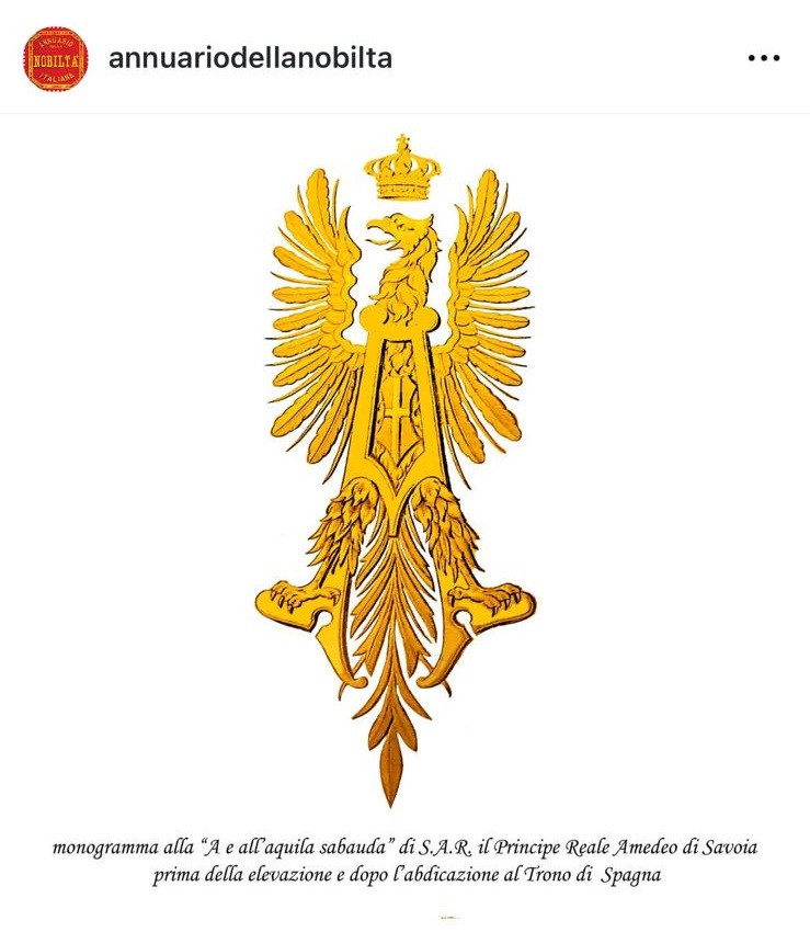 annuarionobilta's tweet photo. #Monogramma "A dell'aquila sabauda" di SAR #AmedeodiSavoia. #AnnuarioDellaNobiltàItaliana tavola di #AndreaBorella. #nobiltà #araldica https://t.co/QyB80TYCHO