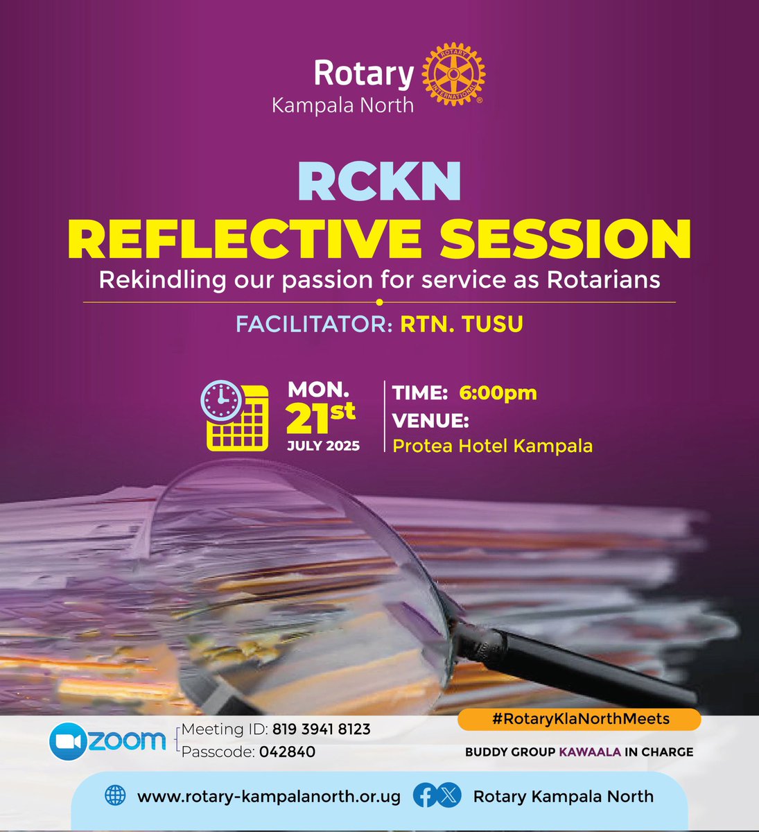 Rotary Kampala North (@rckampalanorth) on Twitter photo Make a date with us this Monday at #RotaryKlaNorthMeets as we host our own <a href="/fftusu/">Francis Tusubira</a> taking us on a reflective session powered by buddy group Kawaala at <a href="/ProteaKampalaH/">Protea Hotel by Marriott® Kampala</a>.
Just tag along with a friend 😎 #RCKNImpacts Make a date with us this Monday at #RotaryKlaNorthMeets as we host our own <a href="/fftusu/">Francis Tusubira</a> taking us on a reflective session powered by buddy group Kawaala at <a href="/ProteaKampalaH/">Protea Hotel by Marriott® Kampala</a>.
Just tag along with a friend 😎 #RCKNImpacts