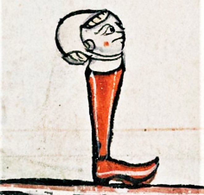 MedMilMedicine's tweet image. The day they regretted telling Alwyn that he didn’t have a leg to stand on - last quarter of the 13th century, Percy Hours (2nd part), British Library, Add. MS 89379, f. 85v