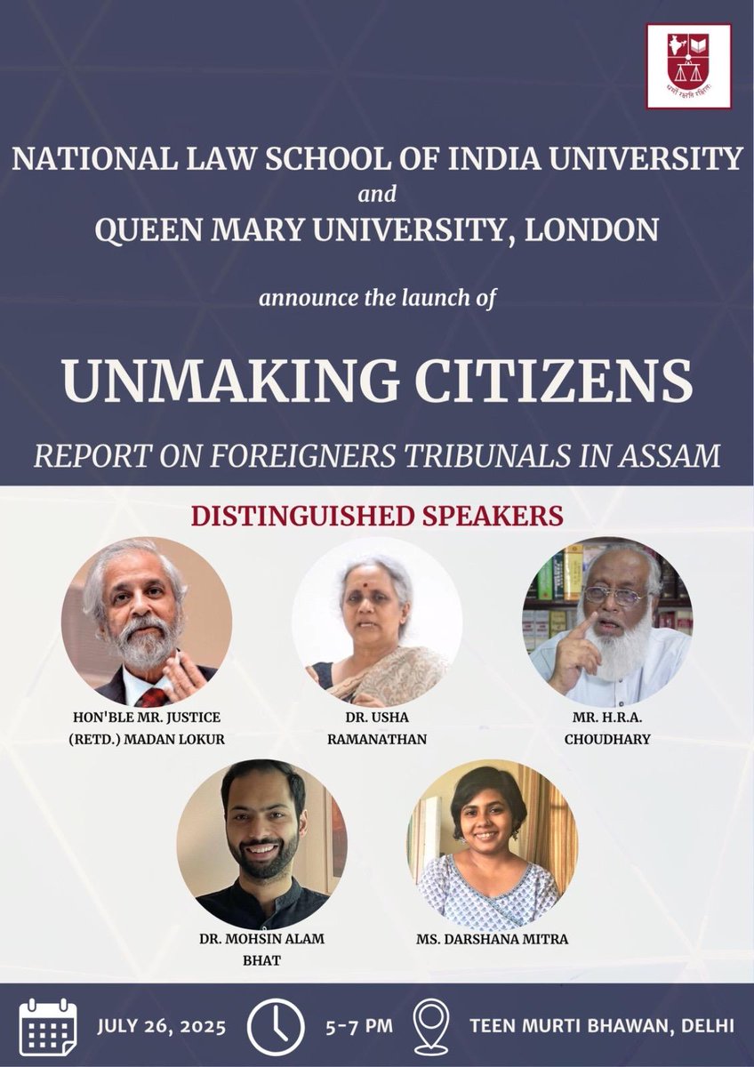 AgaAniket's tweet image. In the backdrop of the attempt to de-recognize large sections of Indians, don't miss the release of this very important report on the functioning of the Foreigners Tribunals.
Details below. Open to all.
#Assam #NRC