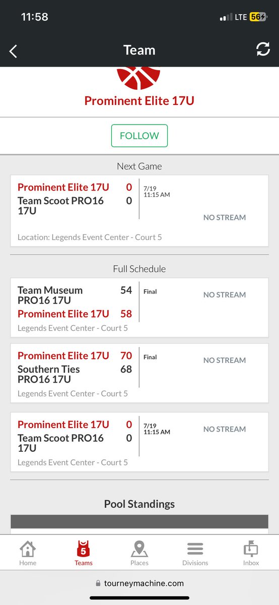Schedule for the 19th