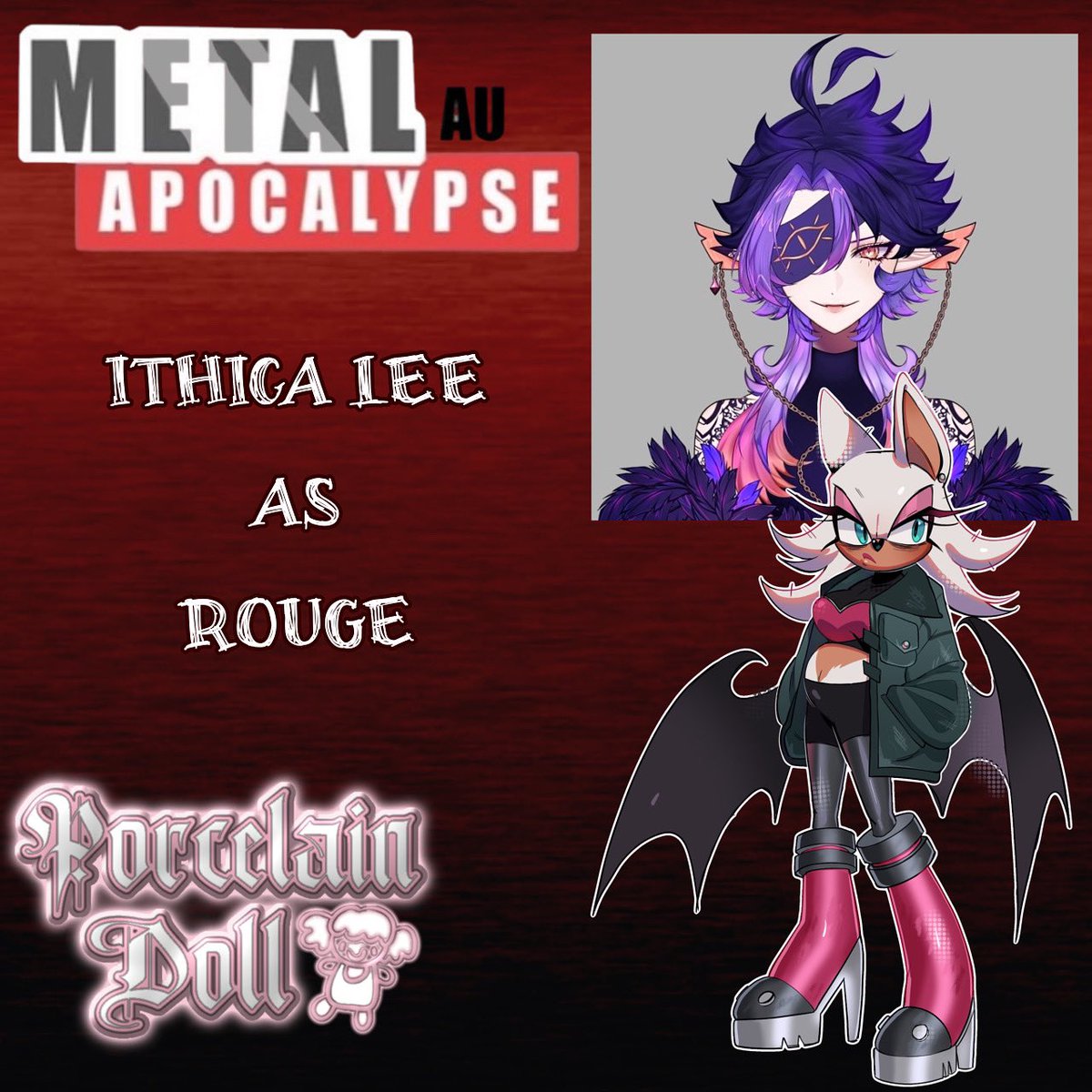 PorcelainDollTM's tweet image. 🔗⛓ CASTING ANNOUNCEMENT ⛓🔗

We’re excited to announce that @ithicrap will voice Rouge in Feelin_Anemoia’s Sonic Metal Apocalypse AU! Congratulations, Ithica! 🤗💕

8 days remain until the first episode of the Metal AU releases.