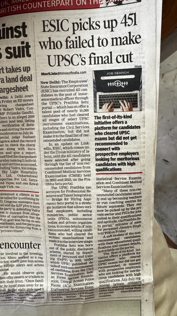 DuttShekhar's tweet image. UPSC’s Pratibha Setu is now active
Recruited 451 candidates who couldn’t make it to CMSE (combined medical services examination)
The kind of reforms we want to see 🙏