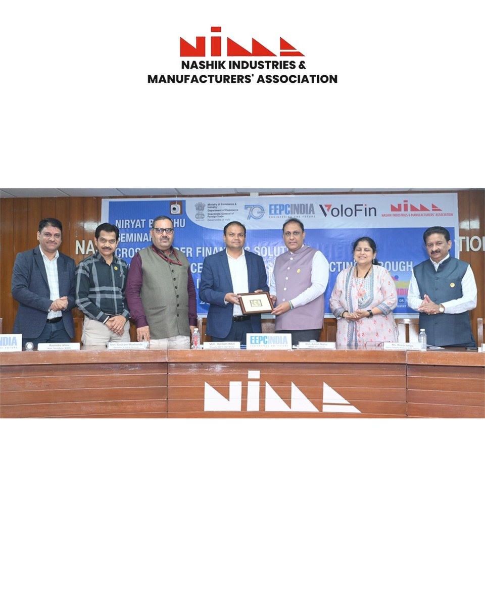 NIMANashik's tweet photo. NIMA, with EEPC India, DGFT Pune & Volofin, hosted the impactful “Niryat Bandhu Seminar” on Cross-Border Financing & Export Incentives via Subcontracting.
A key step toward boosting regional export capabilities & business growth.
#MakeInNashik #EconomicDevelopment https://t.co/D0CQ5yheNu