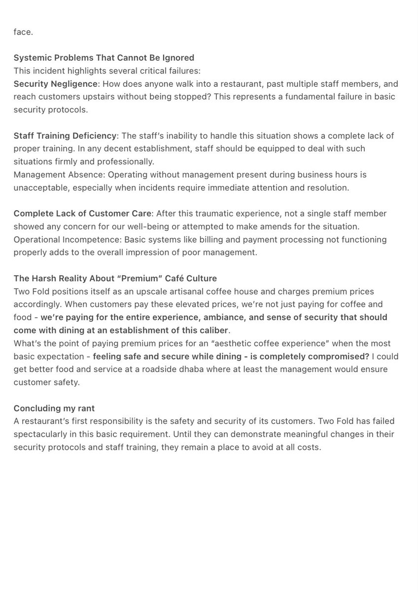 UrOpinionTrash's tweet photo. Absolutely Appalling Experience at Two Fold Café - A Complete Failure in Basic Security and Customer Service.
.
.
.
.
.
.
#hyderabadcommunity 
#Hyderabad https://t.co/5VfJbsZG6m