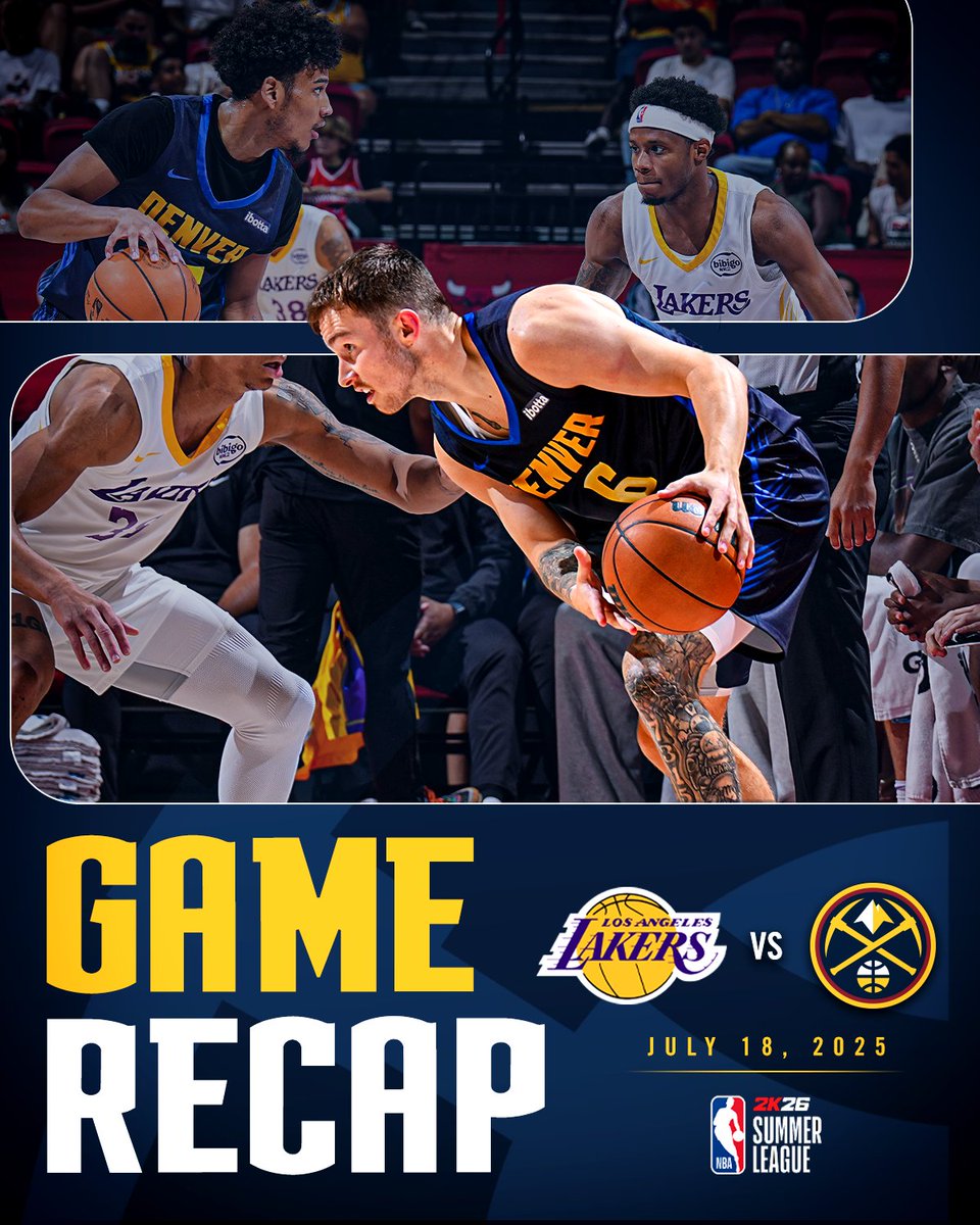 nuggets's tweet image. “Denver defeated the Los Angeles Lakers, 106-84, on Friday night. The Nuggets won their final two games in Las Vegas.”
Recap: nuggets.media/7-18LALR