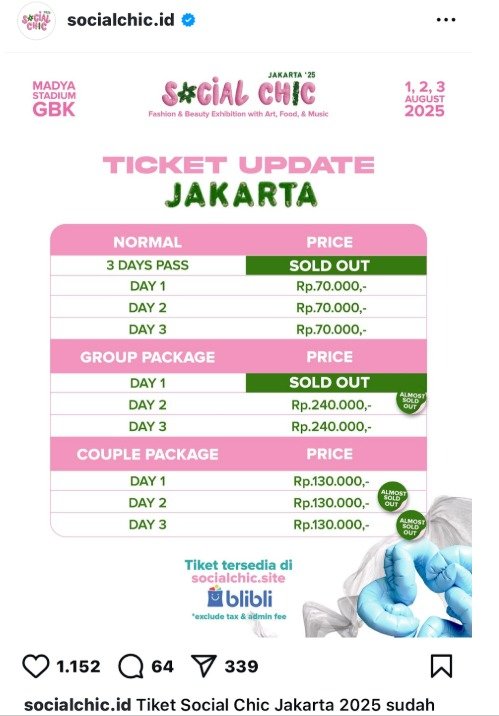 powvetic's tweet image. nih guys tiket update SOCIAL CHIC  mulai ngumpulin duit yuk buat beli 😍 demi event yang gokil ❤️🫰