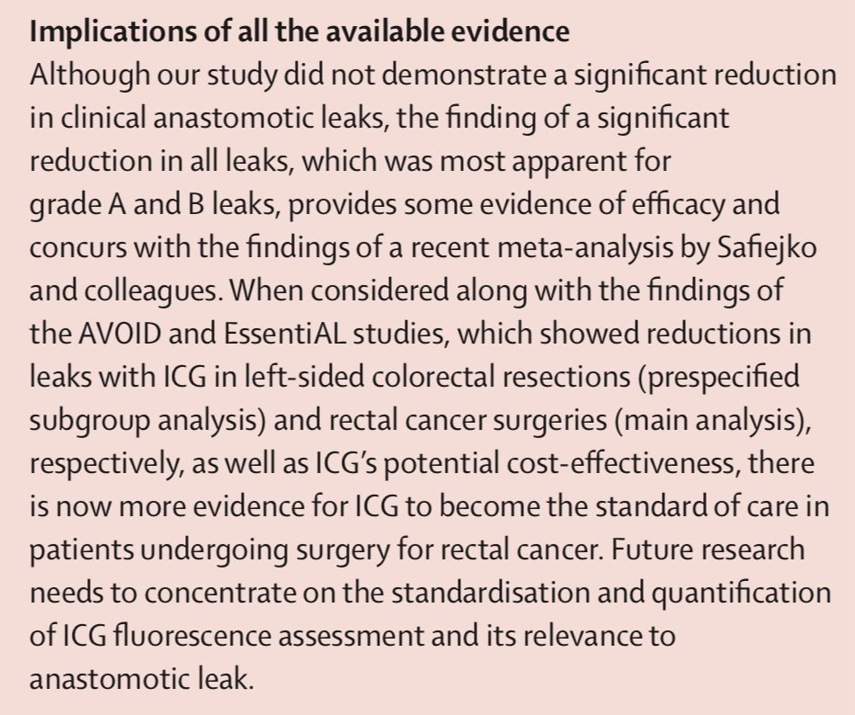 LancetGastroHep's tweet image. New research - Intraoperative fluorescence angiography with indocyanine green to prevent anastomotic leak in rectal cancer surgery (IntAct): an unblinded randomised controlled trial
thelancet.com/journals/langa…
#GITwitter #OncTwitter #MedTwitter