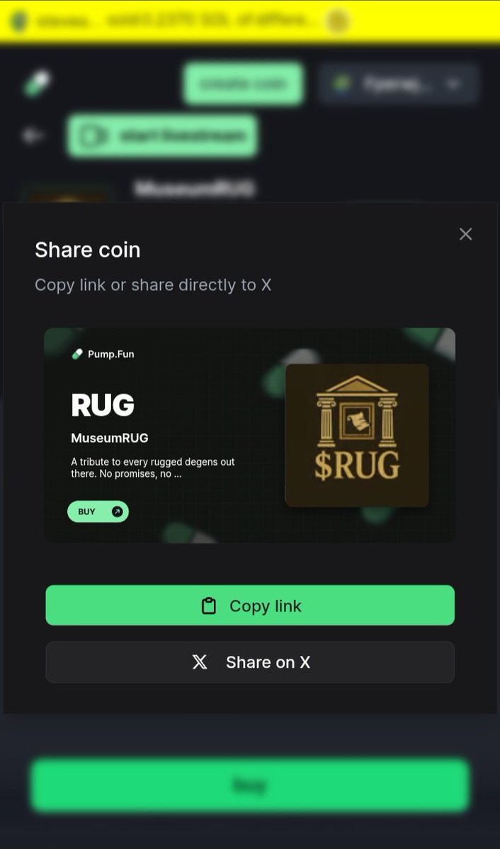MuseumRUGged's tweet photo. 🏛️ $RUG is LIVE on https://t.co/Z5U6fmfELV
A tribute to every rugged degen out there...
No promises. No roadmap. Just history repeating itself.

👇 Buy now or get rugged later:
🔗 https://t.co/YxErE6FfaB

#SOL #PumpFun #MemeCoin #RUG https://t.co/vchYOkfHID