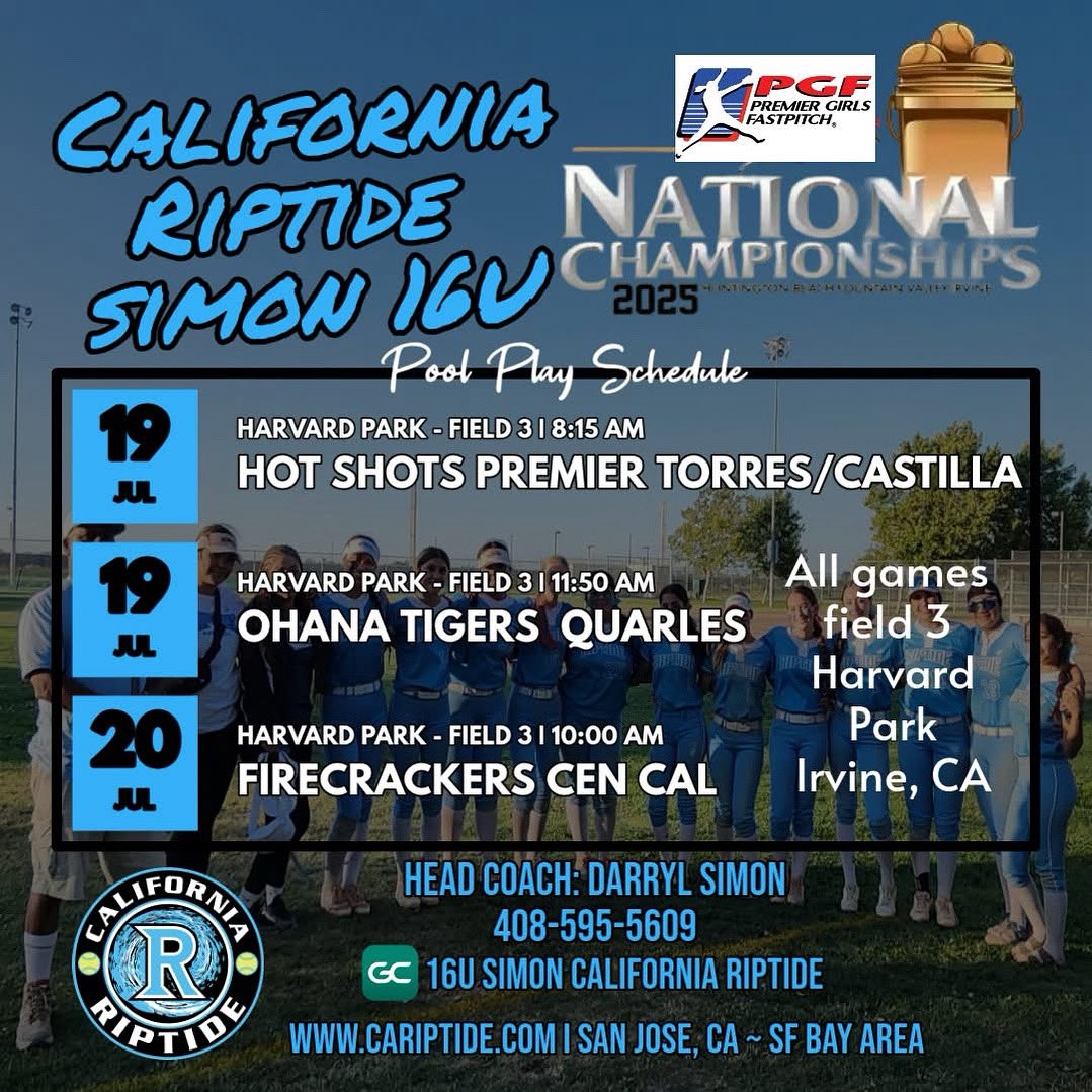 angelinabugg27's tweet photo. Heres my PGF Nationals Schedule! @CaRiptide #softball https://t.co/5vZdP2OkTY