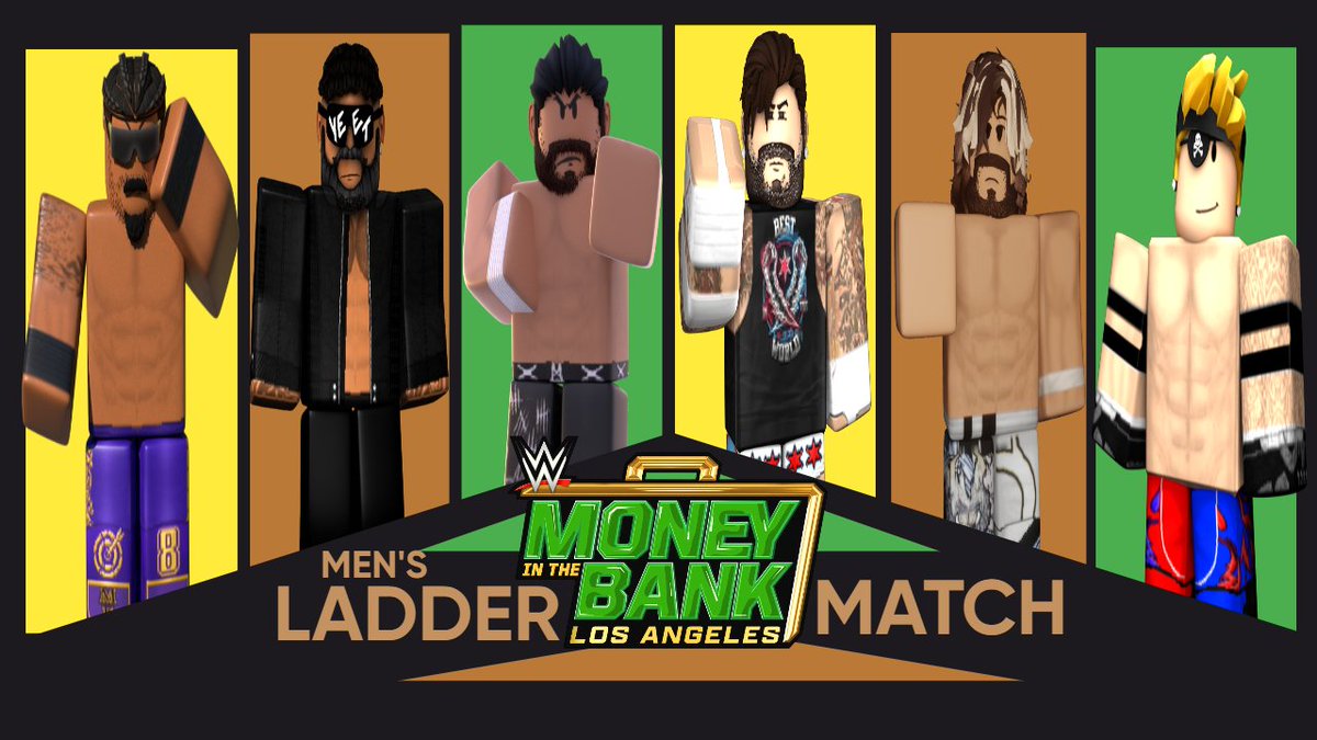 WWERBLXpage's tweet photo. #RBLXMITB is live today at 6pm est! 6 men and 6 women will compete in respective matches to determine who will walk out with the MITB briefcase! Titles are on the line and grudges will be settled! Tune in to #RBLXMITB live on YouTube! https://t.co/UffQC4JFgw