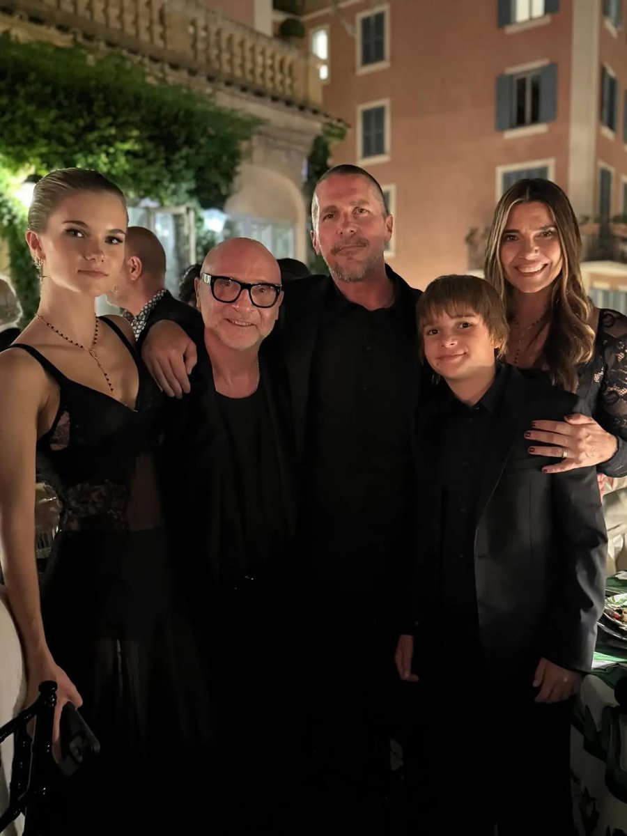 intobale's tweet image. Christian Bale at the Dolce and Gabbana Alta Moda couture show in Rome, Italy with his family.