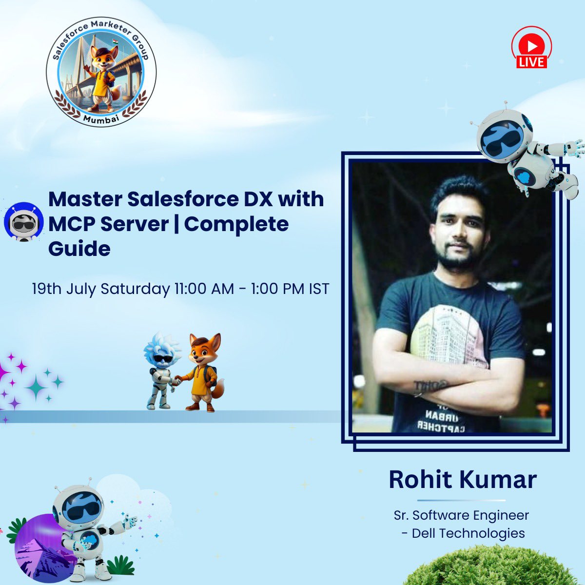 SFMC Mumbai (@sfmcmumbai) on Twitter photo Final weekend of #AIMforAgentforce begins! 🚀
LIVE now: Mastering Salesforce DX with MCP Server with <a href="/RohitGu83309245/">Rohit Bhadana</a> 💡
📺 Replay: lnkd.in/gn8qD-jR
#SalesforceDX #MCPServer #TrailblazerVibes Final weekend of #AIMforAgentforce begins! 🚀
LIVE now: Mastering Salesforce DX with MCP Server with <a href="/RohitGu83309245/">Rohit Bhadana</a> 💡
📺 Replay: lnkd.in/gn8qD-jR
#SalesforceDX #MCPServer #TrailblazerVibes