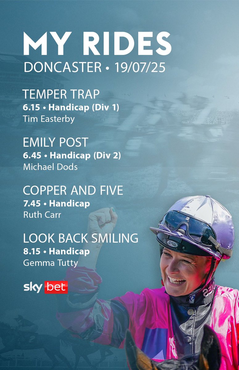 At Doncaster this evening with 4 rides. Good luck to connections 🤞🏻
<a href="/SkyBet/">Sky Bet</a> #fingerscrossed