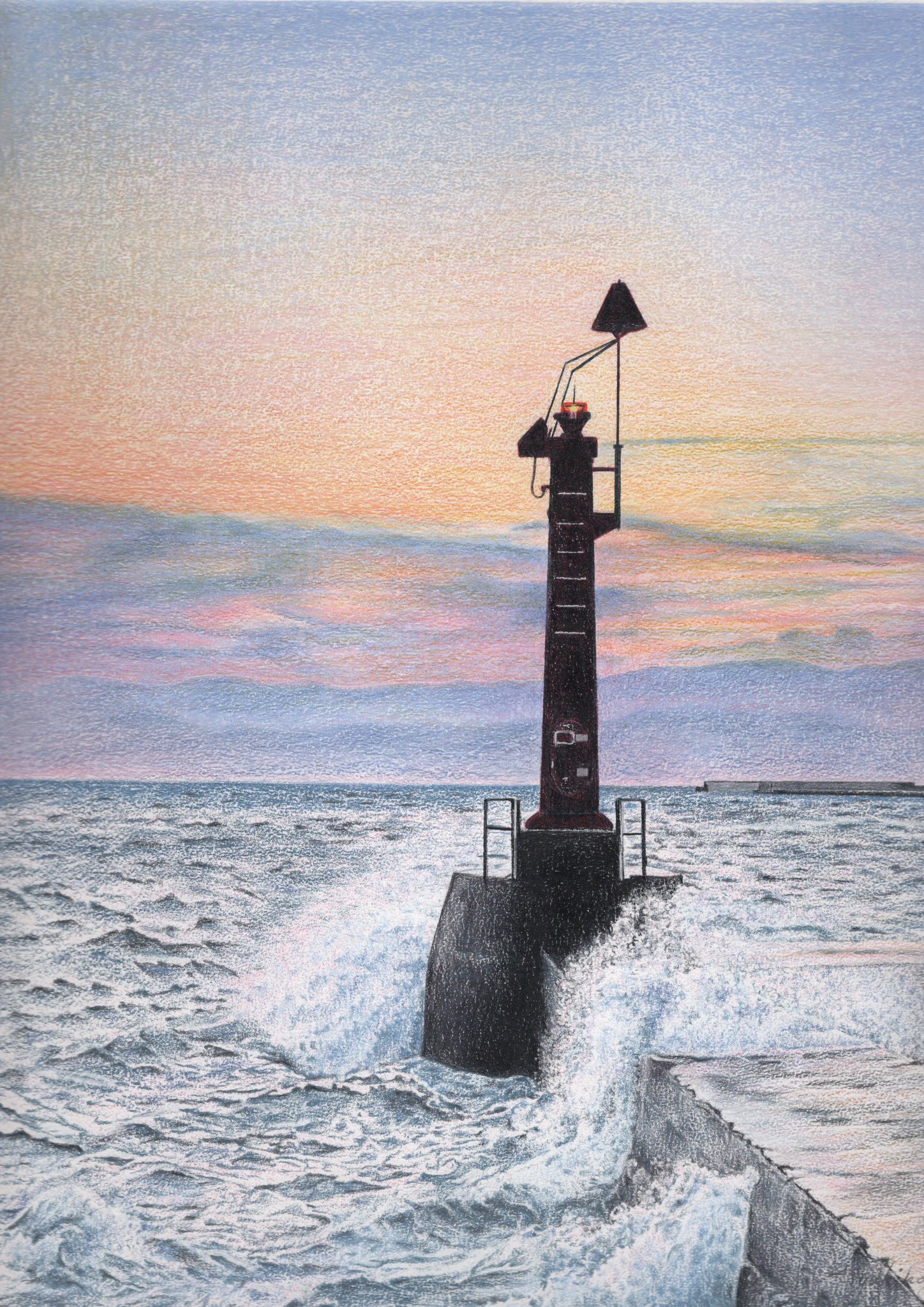 油彩画 灯台の風景 横約60cm x縦約 53cm 油彩画 灯台の風景 横約60cm x縦約 53cm