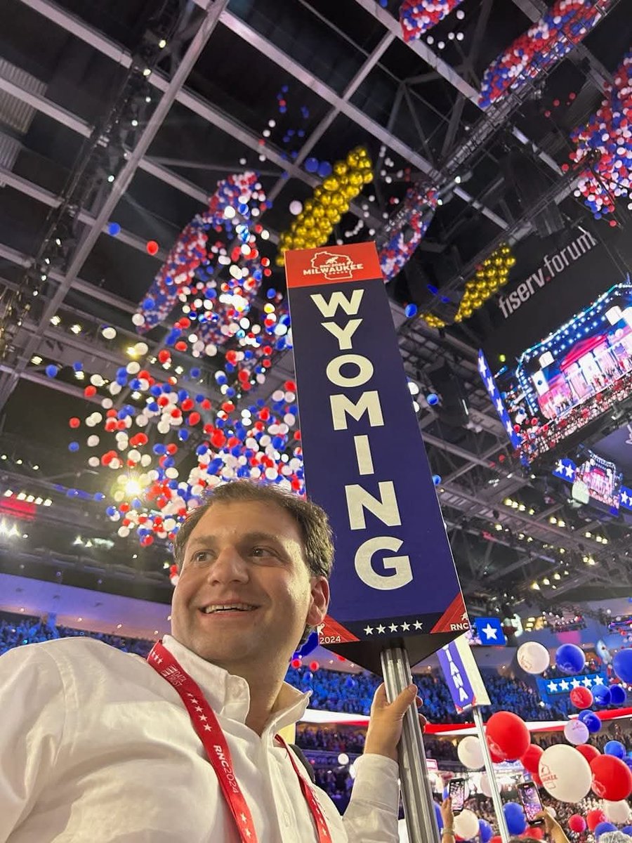 ChuckForWyoming's tweet image. This photo is from 1 year ago today at the acceptance speech. It was such an honor to Chair the Wyoming delegation at the RNC. I will never stop fighting for Wyoming. What a year it has been! President Trump is Making America Great Again!