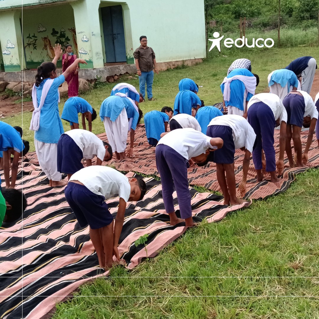 EducoInd's tweet photo. 🧎‍♂️🏃‍♀️🏃In our work with children, we emphasise on their holistic wellbeing by way of activities for their mental and physical stimulation.

🤸‍♀️🤼‍♀️🤸‍♂️Here are children from Educo project in Odisha with partner NGO PREM engaged in Yoga and PT for starting their day on a healthy note. https://t.co/CY0c4WjNtz