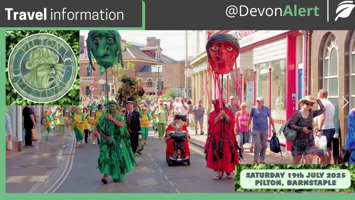 #Devon The Pilton Green Man Festival takes place in Barnstaple today. Please expect local delays as there will be road closures in place. For more info follow the link. JC piltonfestival.co.uk/index.html <a href="/BBCDevon/">BBC Devon</a> <a href="/StagecoachSW/">Stagecoach SouthWest</a>