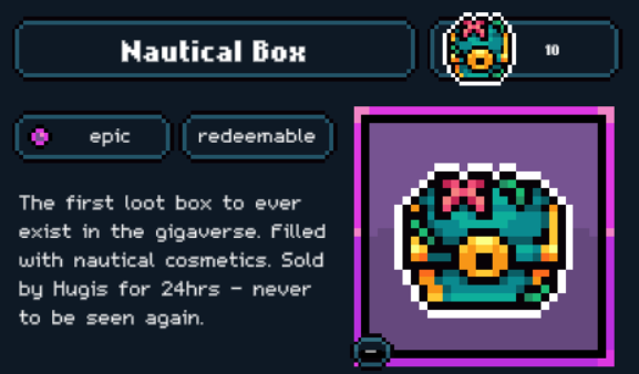 CuteAeonXoXo (@nimmybeho) on Twitter photo Just bought 10 <a href="/playgigaverse/">gigaverse | onchain RPG</a> Nautical Box,
only sale for 24HRS. Who else is collecting / opening these? ↓ 5HRS 44MINS⏳ Just bought 10 <a href="/playgigaverse/">gigaverse | onchain RPG</a> Nautical Box,
only sale for 24HRS. Who else is collecting / opening these? ↓ 5HRS 44MINS⏳
