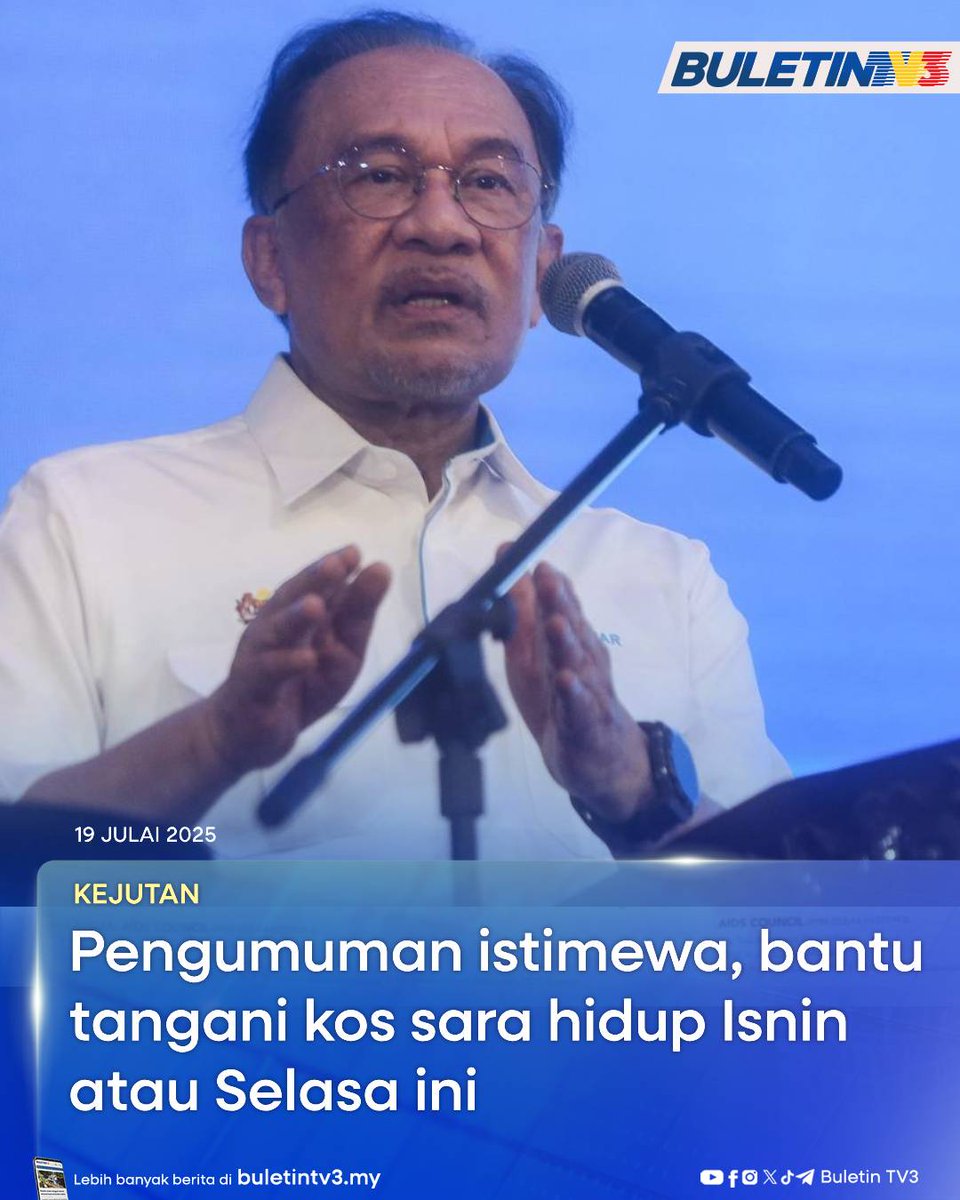 BuletinTV3's tweet photo. KOS SARA HIDUP | Kerajaan akan mengumumkan penghargaan luar biasa kepada rakyat dalam masa terdekat bagi membantu tangani kos sara hidup yang tinggi.

Perdana Menteri Datuk Seri Anwar Ibrahim berkata Kementerian Kewangan sedang memperincikan perkara itu.

#BuletinTV3 #Kossarahidup #Pengumumanpenghargaan