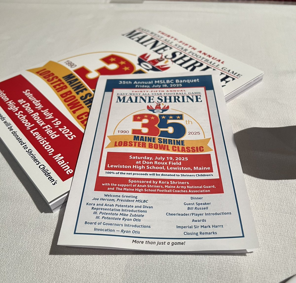 Twenty six years after my own Lobster Bowl, I was humbled and honored to be the guest speaker at the 35th Annual Maine Shrine Lobster Bowl Classic Banquet.