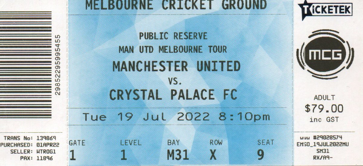 jimbriggs2_jim's tweet image. 19th July 2022 we played Crystal Palace at the Melbourne Cricket Ground in front of 76,499. United won 3-1 with goals from Martial, Rashford and Sancho, Joel Ward getting the Palace consolation. Will Fish was sent off late in the game. #ManchesterUnited #ManUtd #MUFC #UTFR #GGMU
