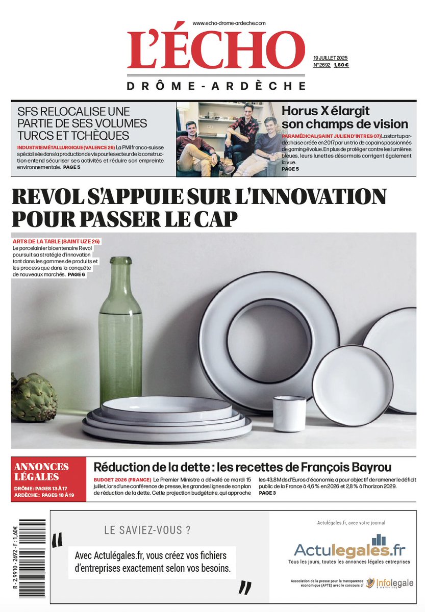 À lire dans l'Echo Drôme-Ardèche du samedi 19 juillet :

📱 Lire le journal en numérique : echo-drome-ardeche.com/lecture-en-lig…
📰 Nos offres d'abonnement : echo-drome-ardeche.com/abonnement/