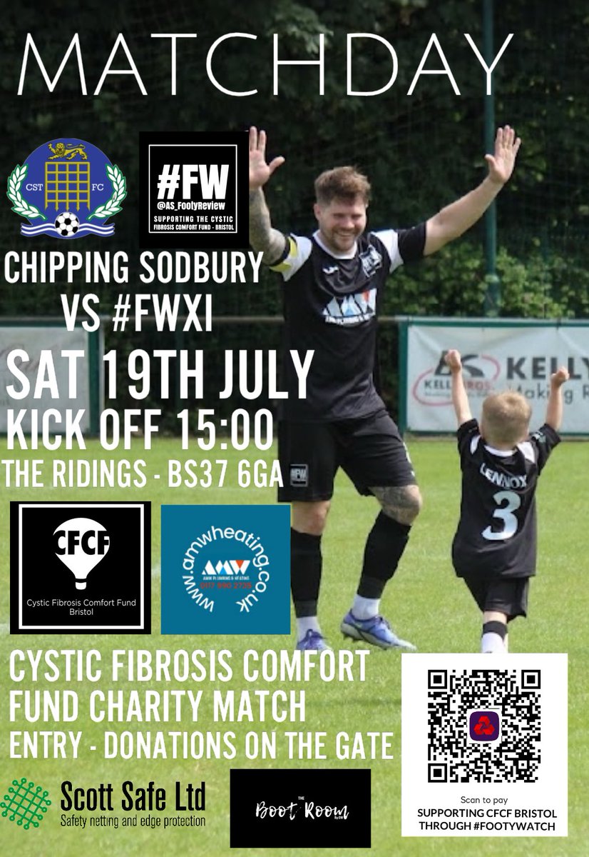 MATCHDAY!! 🙌🏼⚽️

The day is here…. <a href="/TSods/">Chipping Sodbury Town FC</a> vs #FWXI in the #footywatch Charity Cup, today is a day about the wonderful charity <a href="/cfcf_bristol/">CFComfortFundBristol</a> please try and come along and support this event, as someone that’s probably visited your ground last season, this is me asking you to come