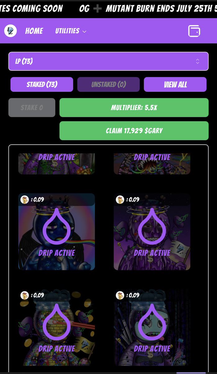 RobyTrice77's tweet image. Staking for the Crown Dao $Gary is still ongoing, already claimed 150 tokens. @LunardollzNft continues to spoil us holders!!