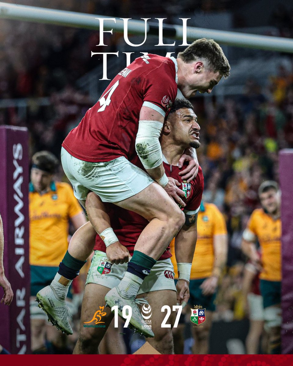 It's all over in Brisbane...

LIONS WIN THE 1ST TEST 🦁 

#Lions2025