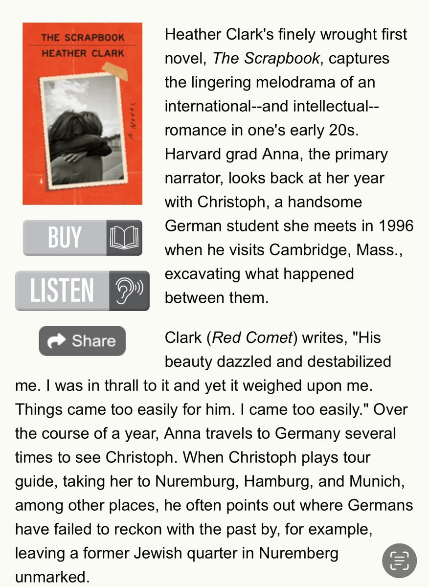Plathbiography's tweet image. Thanks @ShelfAwareness for choosing THE SCRAPBOOK as one of this week’s best books! “Heather Clark’s first novel is a finely wrought, subtle love story burdened by the weight of the past.”