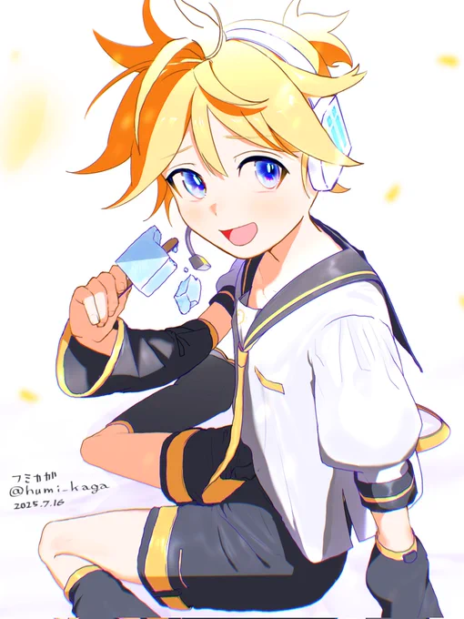 「そんなに見つめないでください…」 #鏡音レン #VOCALOID #イラスト