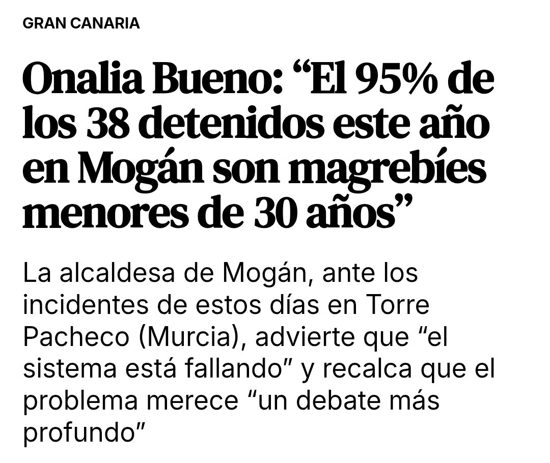 📺📻 "La ultraderecha miente cuando relaciona inmigración ilegal y delincuencia".

🇪🇸🇮🇨 #GranCanaria:  Dato mata relato ⤵️
