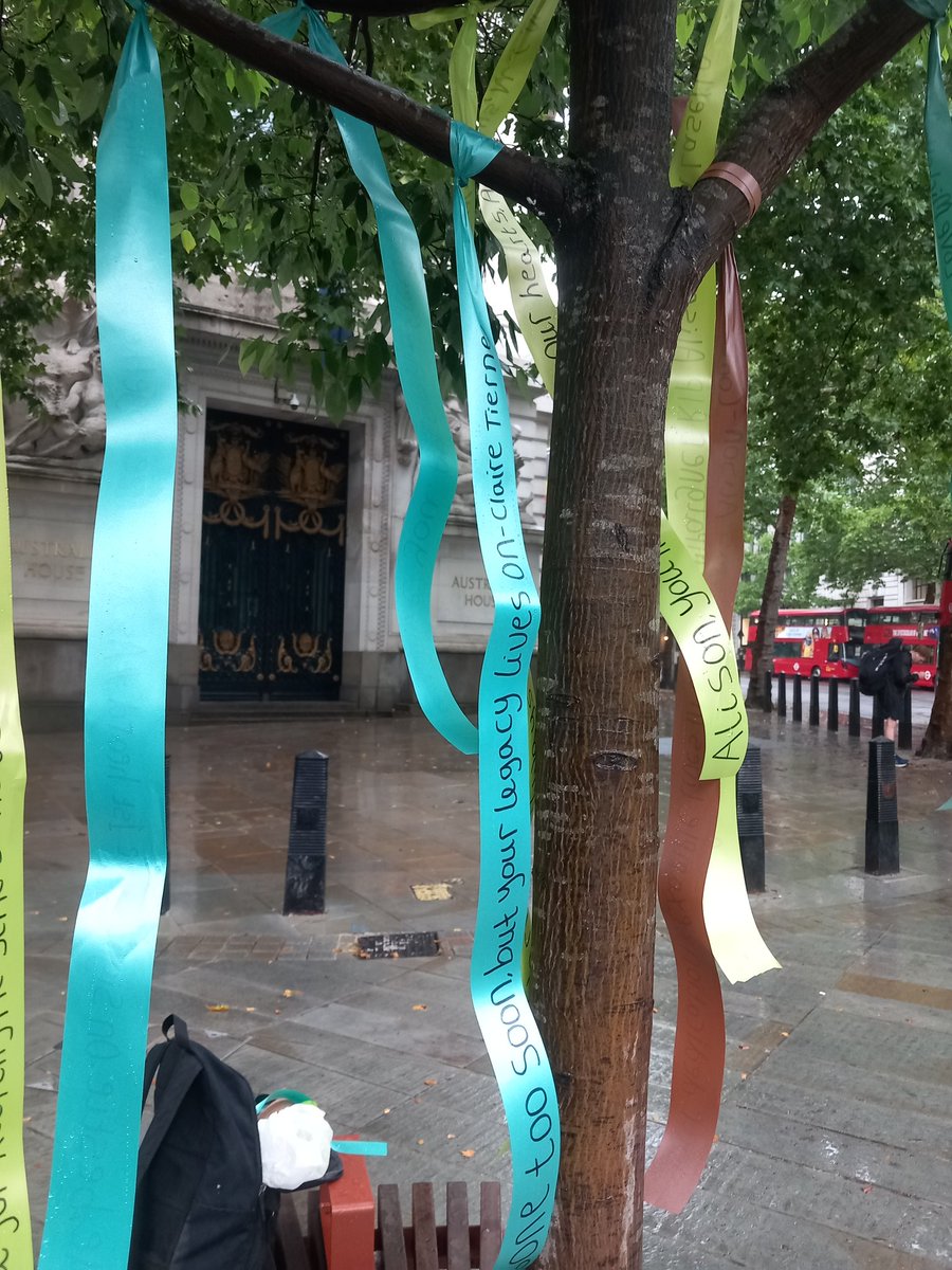 Emhturt's tweet image. Thanks for sending your names we put the ribbons outside Australia House for Alison at 11am on the Ali tree's