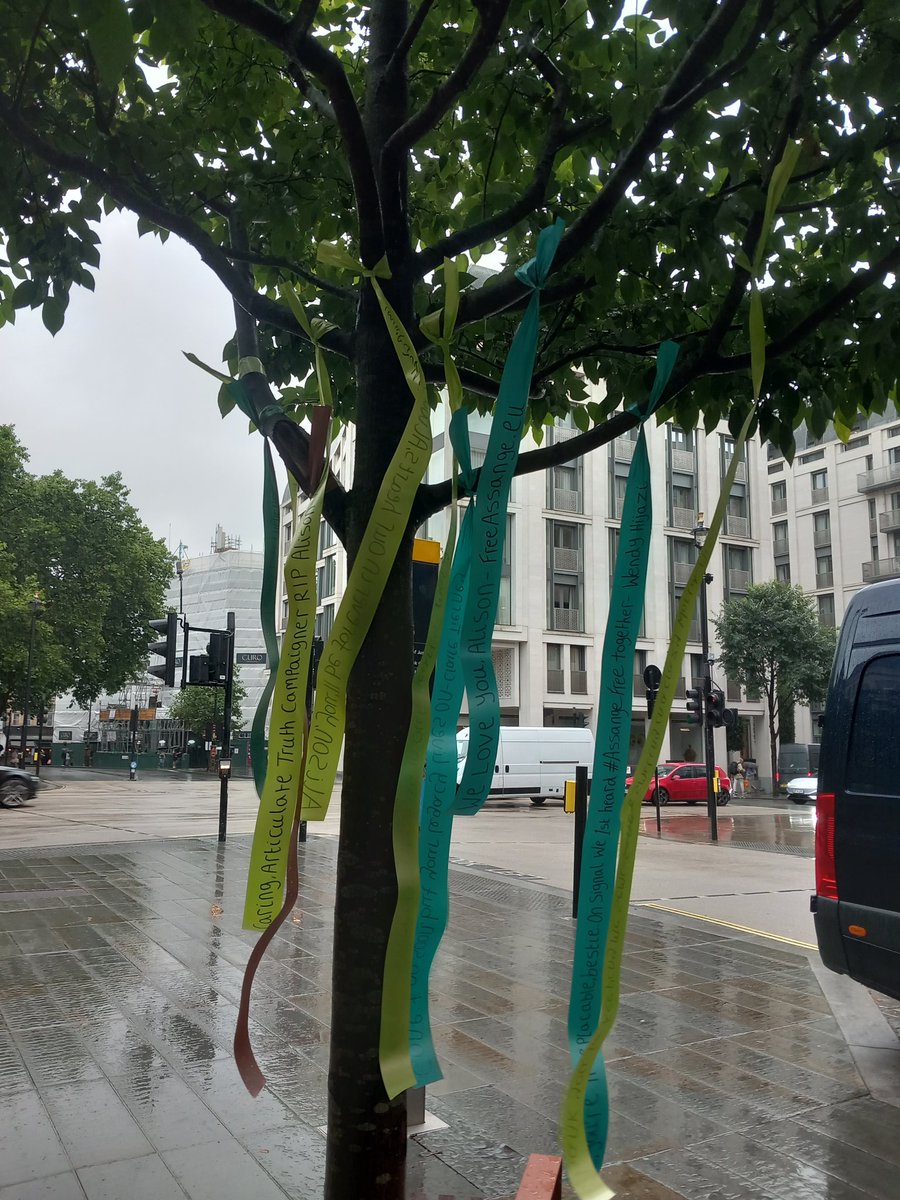 Emhturt's tweet image. Thanks for sending your names we put the ribbons outside Australia House for Alison at 11am on the Ali tree's