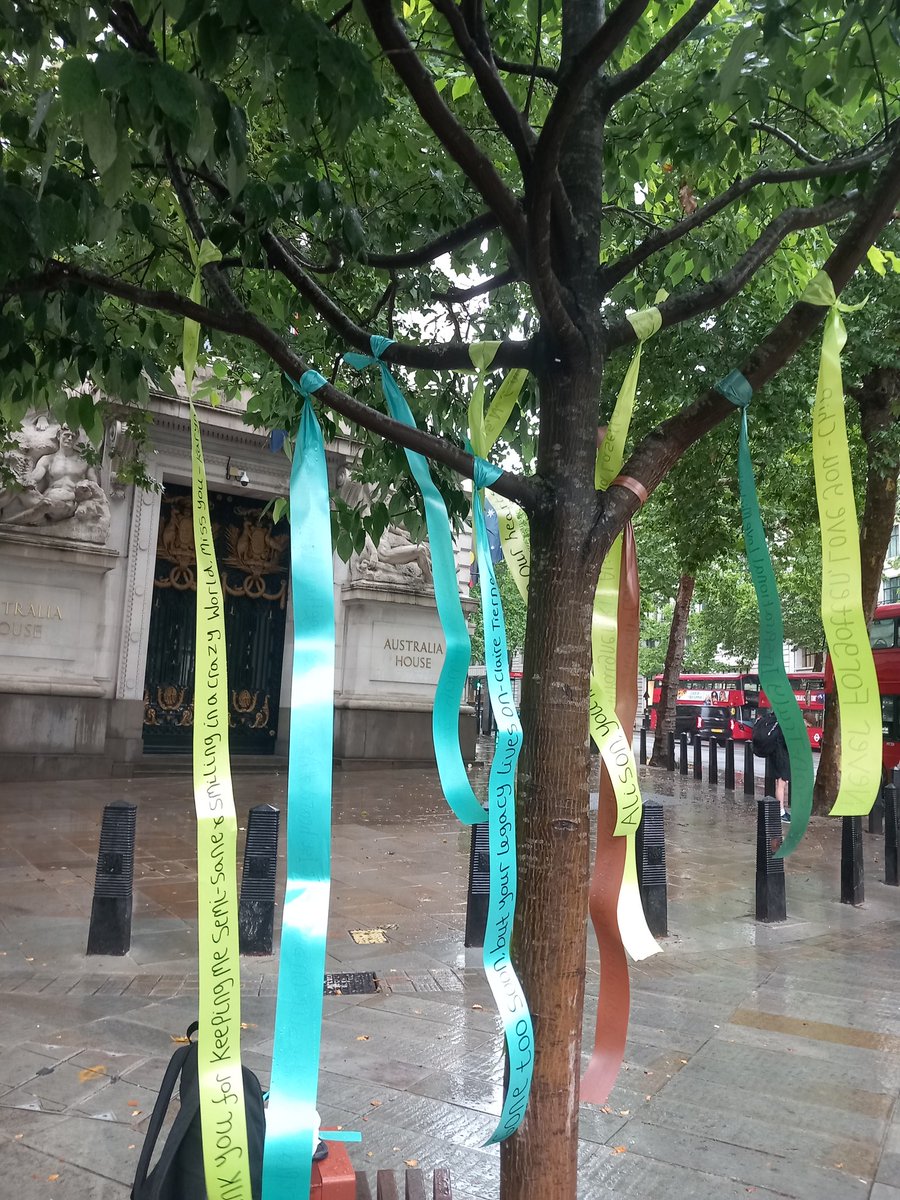 Emhturt's tweet image. Thanks for sending your names we put the ribbons outside Australia House for Alison at 11am on the Ali tree's