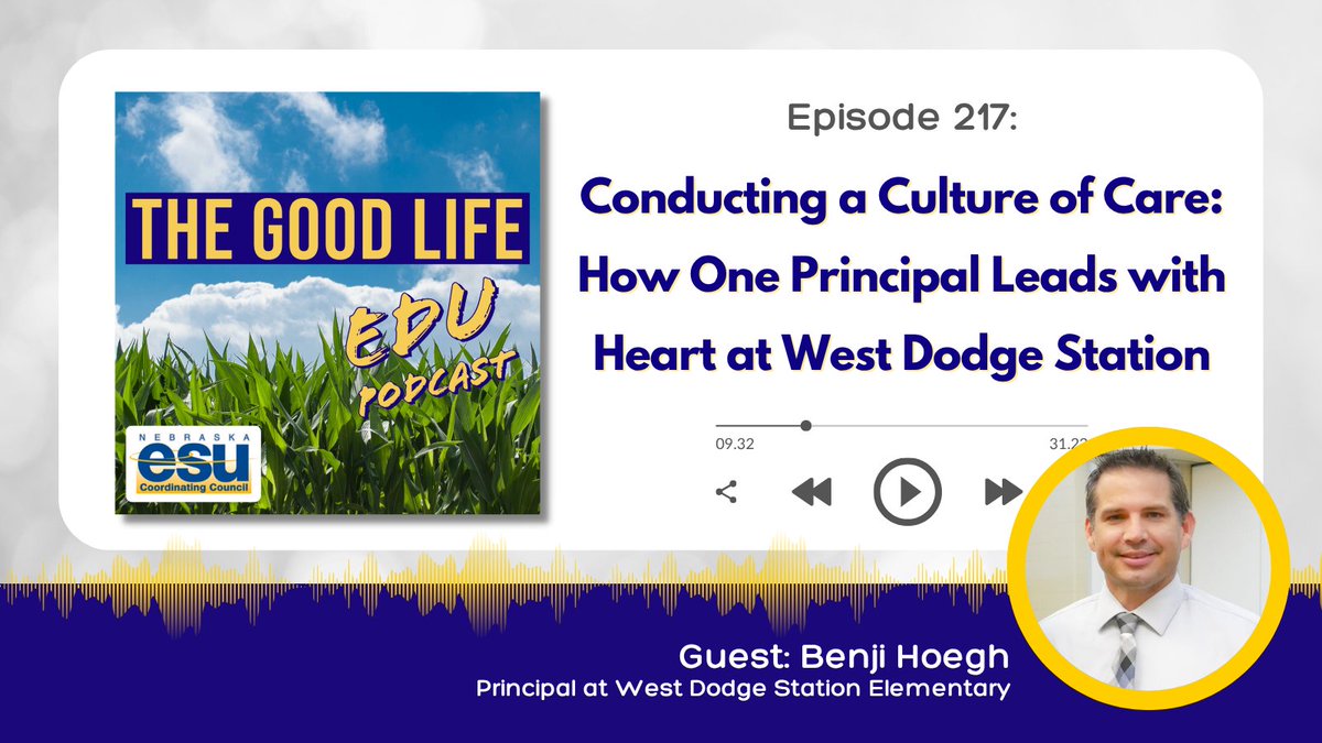 ESUCC's tweet image. 🚂 New Episode! 🎧
What happens when a principal brings a coach’s mindset, a heart for people & a relentless commitment to impacting culture?
Find out on #TheGoodLifeEDU this week as we host Principal @benjihoegh of @ElkhornPS_WD Elementary!
👉bit.ly/TheGoodLifeEDU
#NCSAAdmin25