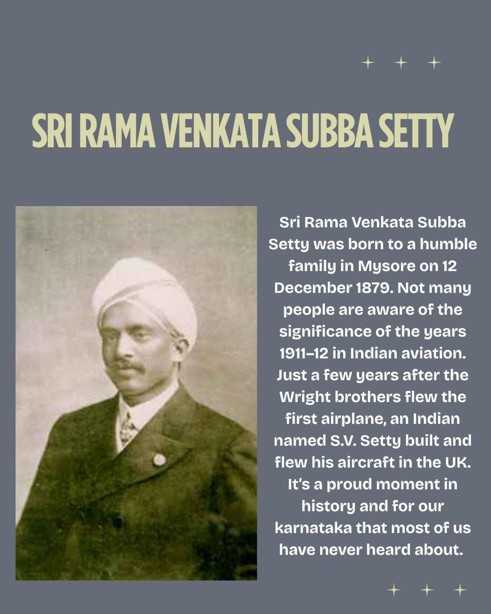 KarnatakaIndex9's tweet image. ವೆಂಕಟ ಸುಬ್ಬಾ ಸೆಟ್ಟಿ ಅವರು ಭಾರತದ ಆರಂಭಿಕ ವಿಮಾನ ಚಾಲಕರಲ್ಲಿ ಒಬ್ಬರು ಮತ್ತು ಅವರನ್ನು "ಮೊದಲ ಭಾರತೀಯ ವಿಮಾನ ಚಾಲಕ" ಎಂದು ಕರೆಯಲಾಗುತ್ತದೆ. ಹಿಂದೂಸ್ತಾನ್ ಏರೋನಾಟಿಕ್ಸ್ ಲಿಮಿಟೆಡ್ (HAL) ನ ಆರಂಭಿಕ ದಿನಗಳಲ್ಲಿ ವಿಮಾನ ವಿನ್ಯಾಸದಲ್ಲಿ ಅವರು ಪ್ರಮುಖ ಪಾತ್ರ ವಹಿಸಿದ್ದರು. ಅವರ ಕೊಡುಗೆಗಳು ಭಾರತದ ವಾಯುಯಾನ ಉದ್ಯಮಕ್ಕೆ ಅಡಿಪಾಯ ಹಾಕಿದವು.…