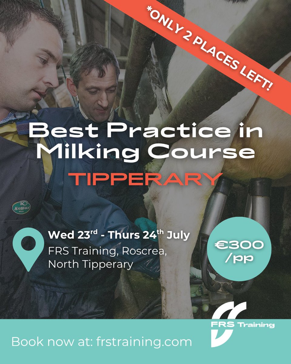 FRSTraining's tweet image. The impact of mastitis, high SCC &amp;amp; poor milking techniques can cost farmers thousands.. 👇
 
This 2 day course addresses these challenges head-on, covering: Milk Quality &amp;amp; Safety, Biosecurity &amp;amp; Disease Prevention, Technical Proficiency &amp;amp; more!
 
Book now: bit.ly/3zMi2kq