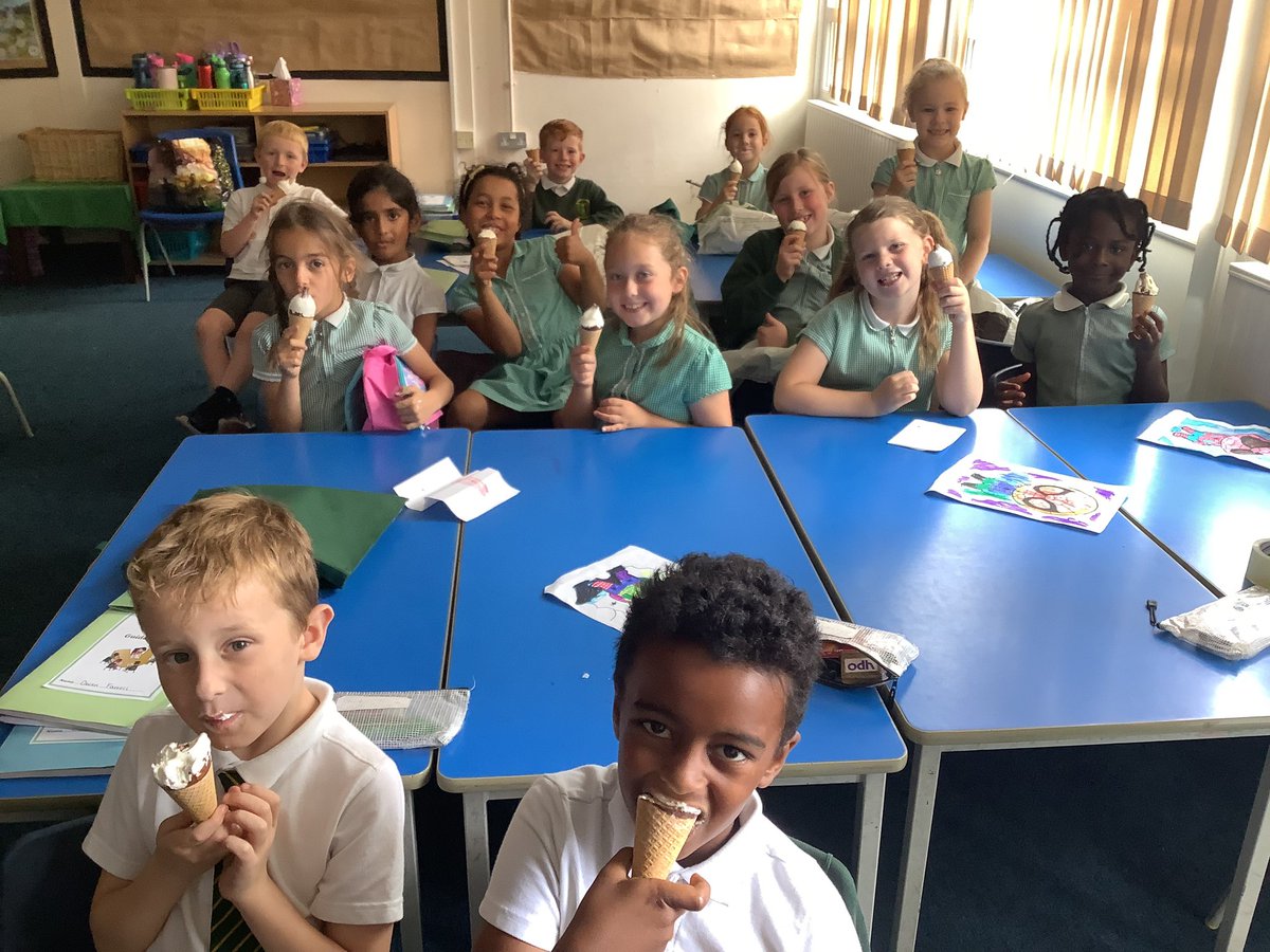 Year 1/2 are enjoying their ice-cream and sweet treats to celebrate their amazing attendance this year.
