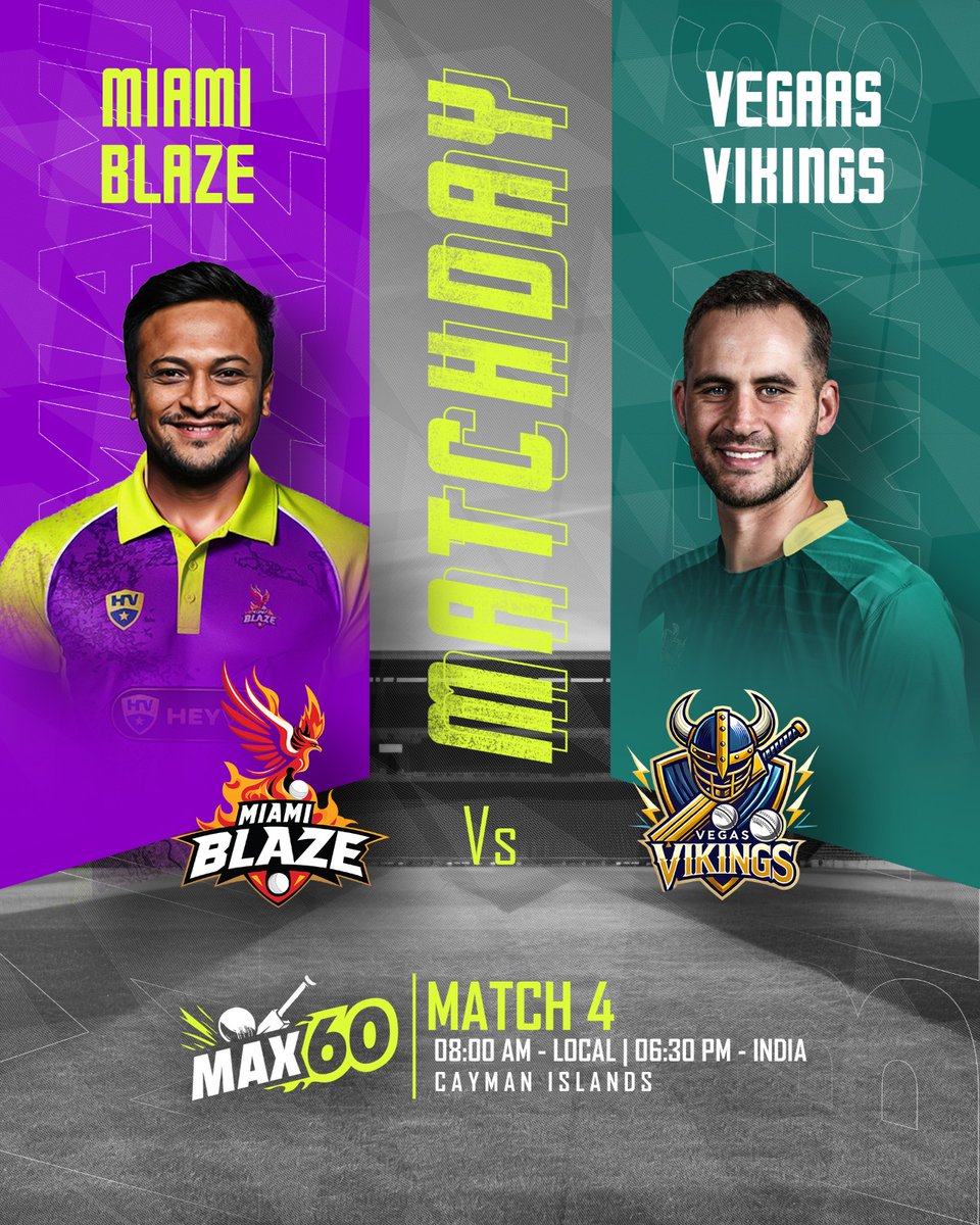 miami_blaze's tweet photo. 🔥 Matchday Alert! 🔥
The Blaze are back in action! 💪🔥
Miami Blaze 🆚 Vegas Vikings
📍 Cayman Islands
🕗 08:00 AM (Local) | 🕡 06:30 PM (India)

It’s time to keep the momentum alive! 🔥🏏

#MiamiBlaze #BlazeForGlory #Max60 #MatchDay #CricketFever #RiseWithTheBlaze https://t.co/N5MaIipYfb