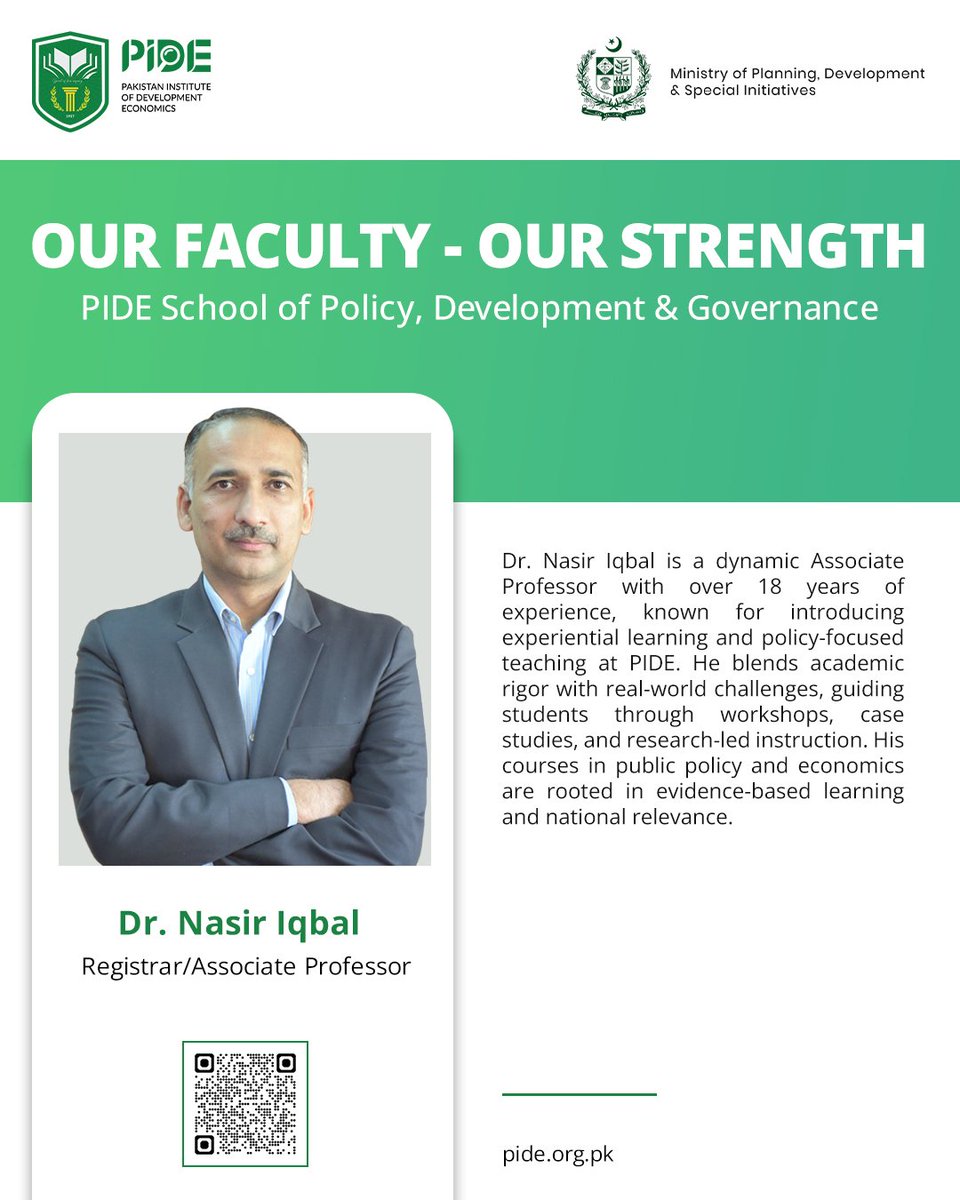 Pakistan Institute of Development Economics (PIDE) (@pidepk) on Twitter photo Turning Insight into Impact!
With more than 18 years of experience driving real-world change through policy and economics, Dr. Nasir Iqbal (<a href="/drniqbal/">Nasir Iqbal</a>) brings a rare blend of expertise and energy to classroom—preparing students to lead, influence, and innovate.
Apply now at: Turning Insight into Impact!
With more than 18 years of experience driving real-world change through policy and economics, Dr. Nasir Iqbal (<a href="/drniqbal/">Nasir Iqbal</a>) brings a rare blend of expertise and energy to classroom—preparing students to lead, influence, and innovate.
Apply now at: