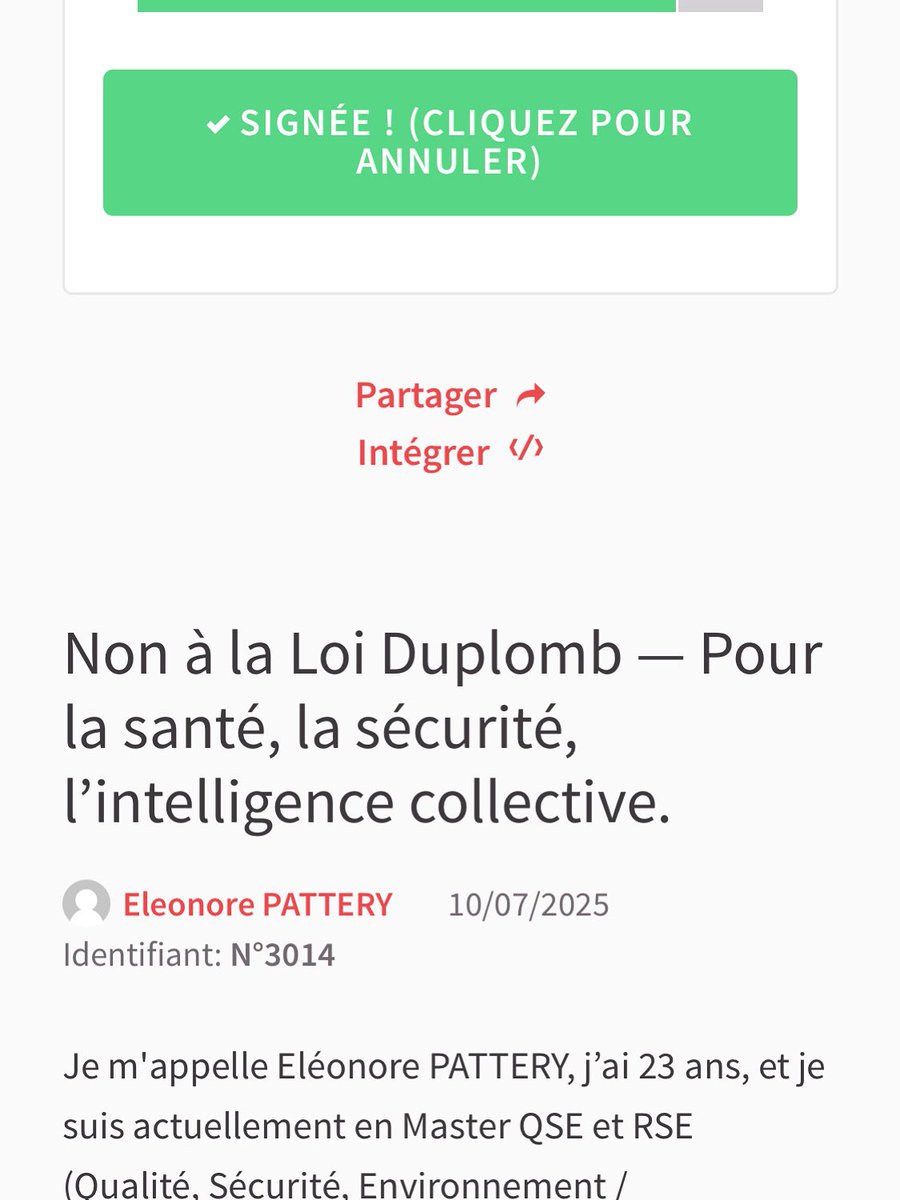 Vous avez signé la pétition ? 
Pour moi, c’est fait !